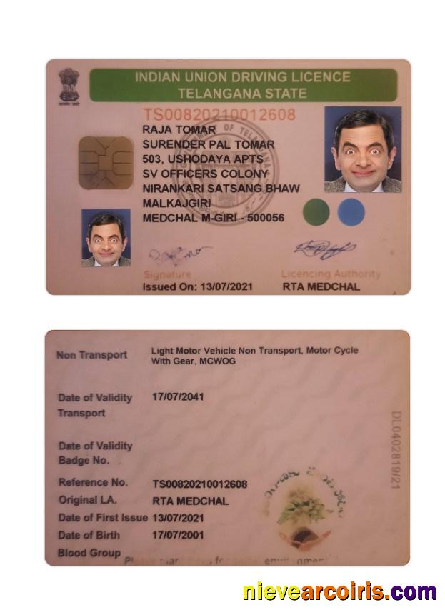 India Telangana state driving license